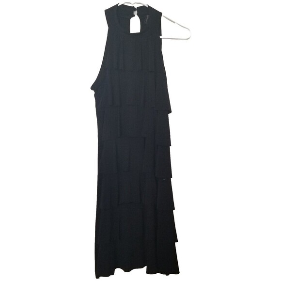Susan Lawrence Dress Womens Medium Black Layered Sleeveless Party - Picture 1 of 6